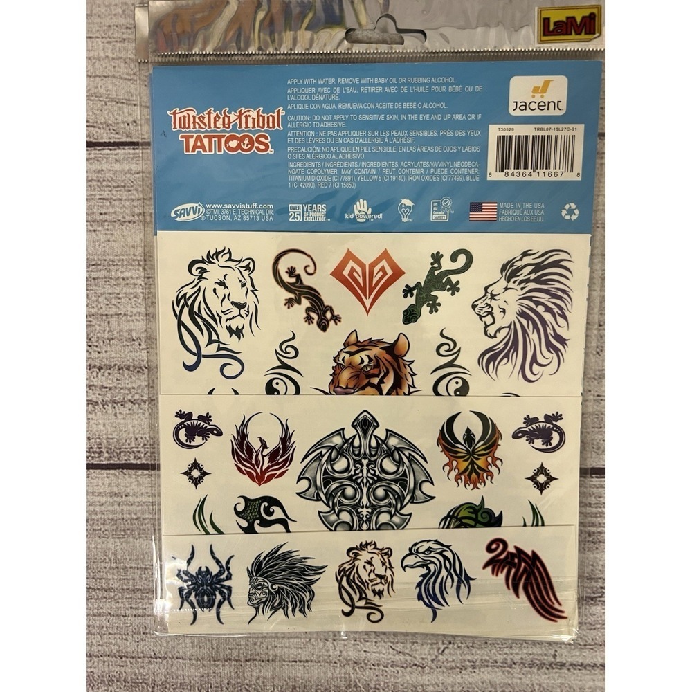 Lot of 3 Savvi Tattoo Mania Classic Sealed Package 35+ Tribal Temporary Tattoos - Picture 3 of 4